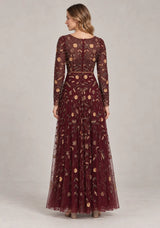 ibBan Women’s Party Long Dress with Hand Embroidery -Qamira