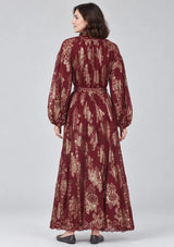 ibBan Floral Lurex Cotton Long Dress - Mavi
