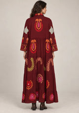 ibBan Embroidered Cotton Tiered Shirt Collor Tunic  - Ambir