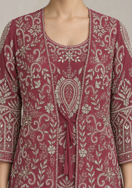 ibBan Women’s Georgette -Style Ethnic Set with Hand Embroidery -Dafli