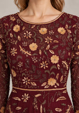 ibBan Women’s Party Long Dress with Hand Embroidery -Qamira