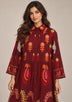 ibBan Embroidered Cotton Tiered Shirt Collor Tunic  - Ambir