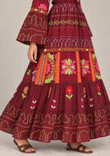 ibBan Embroidered Cotton Long Tunic with Tassel Tie - Hami
