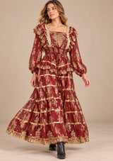 ibBan Cotton Lurex Tiered Long Dress - Chari