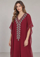 ibBan Women’s Hand Embroidered Georgette Kaftan Dress -Tanzeen