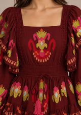 ibBan Printed Cotton Long Dress with Ruffle - Sona