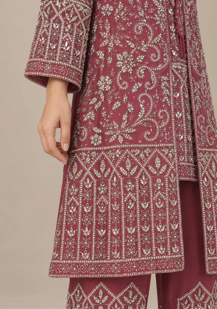 ibBan Women’s Georgette -Style Ethnic Set with Hand Embroidery -Dafli