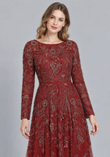 ibBan Women’s Embroidered  Party Long Dress -Anfal