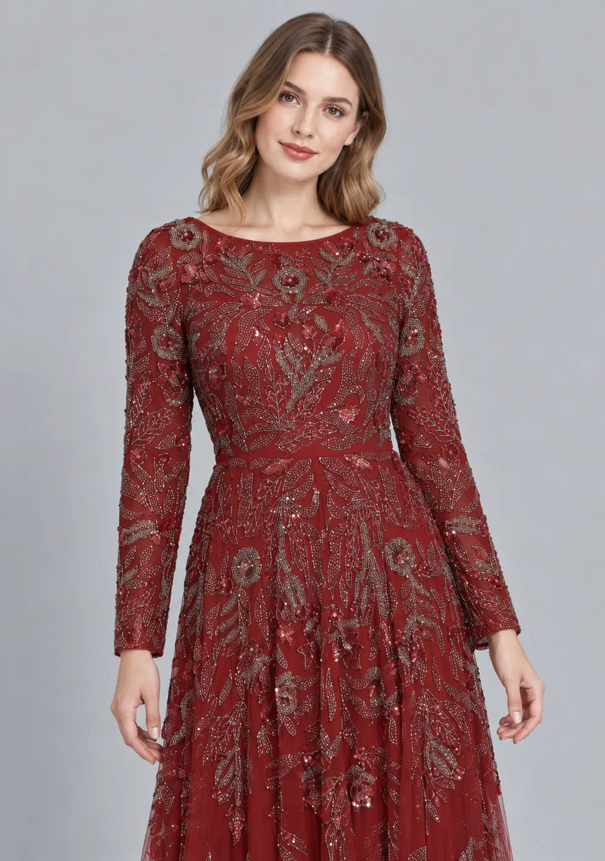 ibBan Women’s Embroidered  Party Long Dress -Anfal