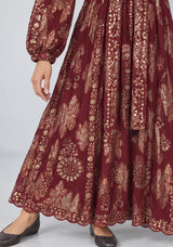 ibBan Floral Lurex Cotton Long Dress - Mavi