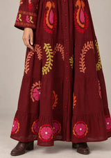 ibBan Embroidered Cotton Tiered Shirt Collor Tunic  - Ambir