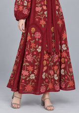 ibBan Floral Embroidered Maxi Dress with Tassel - Ravila