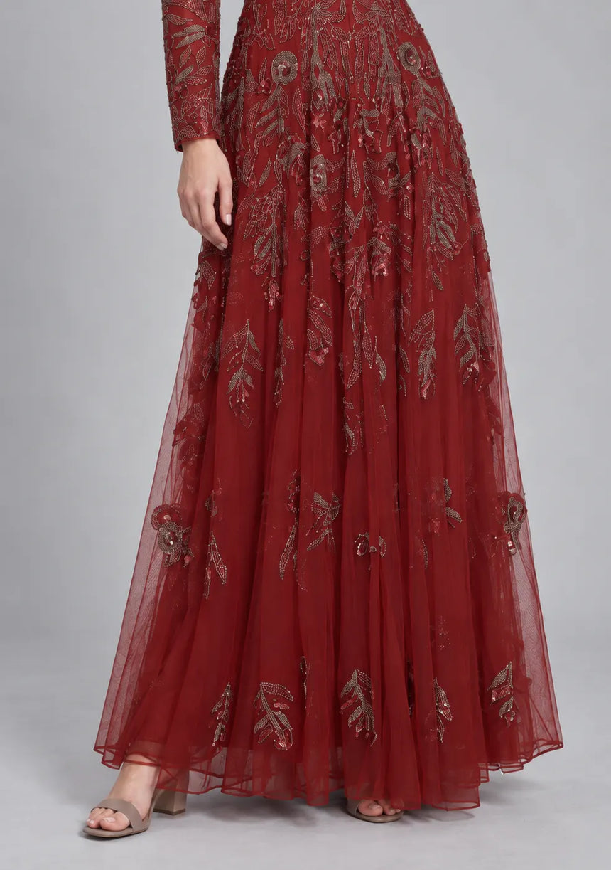 ibBan Women’s Embroidered  Party Long Dress -Anfal