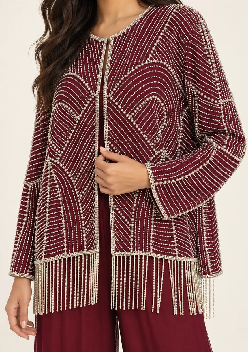 ibBan Women’s  Beaded Jacket and Pant Set - Zarina