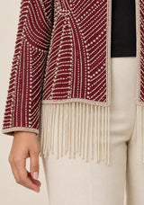 ibabn Women’s Hand Beaded Fringe Jacket - Amaya