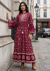 ibBan Hand Embroidered Winter Tunic Dress | Luxury Bohemian Elegance - Melida