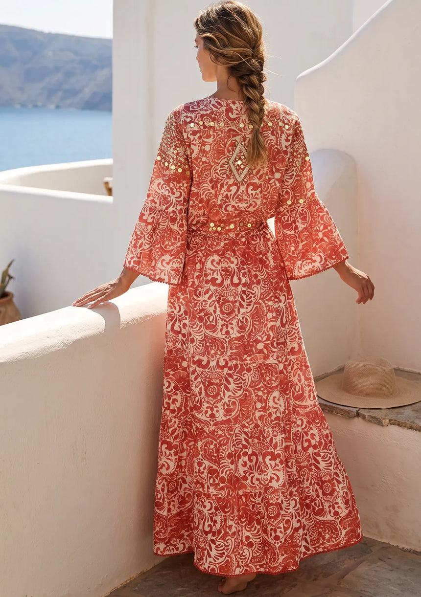 ibBan Hand-Embroidered Cotton Viscose Maxi Dress - Samaya