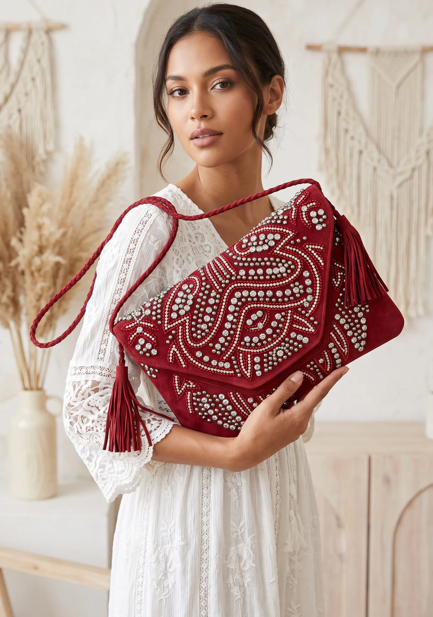 ibBan Embellished Canvas Crossbody Wallet Bag -  Masum