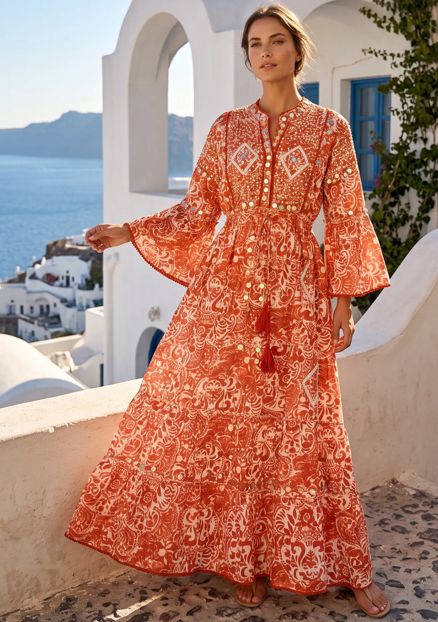 ibBan Hand-Embroidered Cotton Viscose Maxi Dress - Samaya