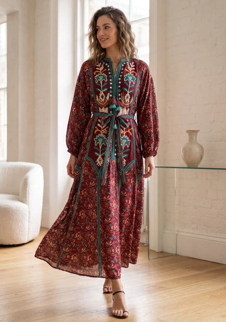 ibBan Women’s Printed Cotton Long Dress - Rifa