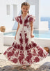 Girls' Printed Cotton dress V-Neck - Yamira