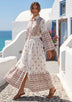 ibBan Printed Cotton Long Dress with Hand Embroidery -Eliza Long Dress