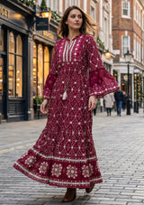 ibBan Hand Embroidered Winter Tunic Dress | Luxury Bohemian Elegance - Melida