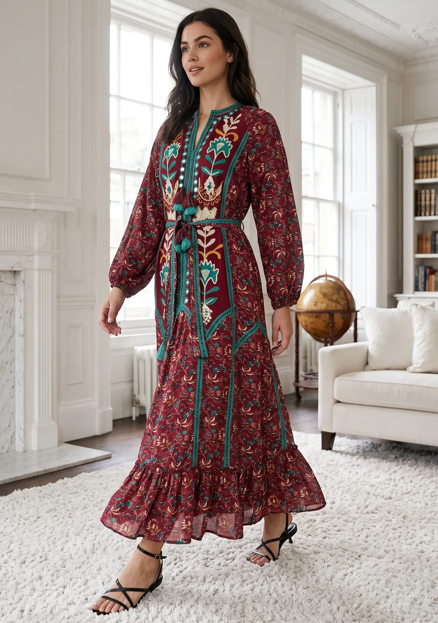 ibBan Women’s Printed Cotton Long Dress - Rifa
