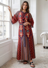 ibBan Women’s Printed Cotton  Long Dress One Size -Shyana