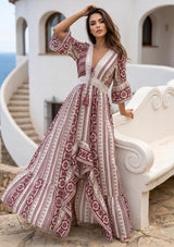 ibBan Printed Cotton Maxi Dress with Hand Embroidery | Luxury Boho Wear - Cheka Maxi Dress