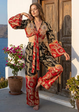 ibBan Lurex Cotton Pant & Blouse Set with Hand Embroidery -Kunama Pant Blouse