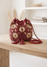 ibBan Floral Embellished Canvas Bucket Bag - Johri