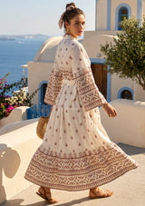 ibBan Printed Cotton Long Dress with Hand Embroidery -Eliza Long Dress