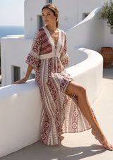 ibBan Printed Cotton Maxi Dress with Hand Embroidery | Luxury Boho Wear - Cheka Maxi Dress