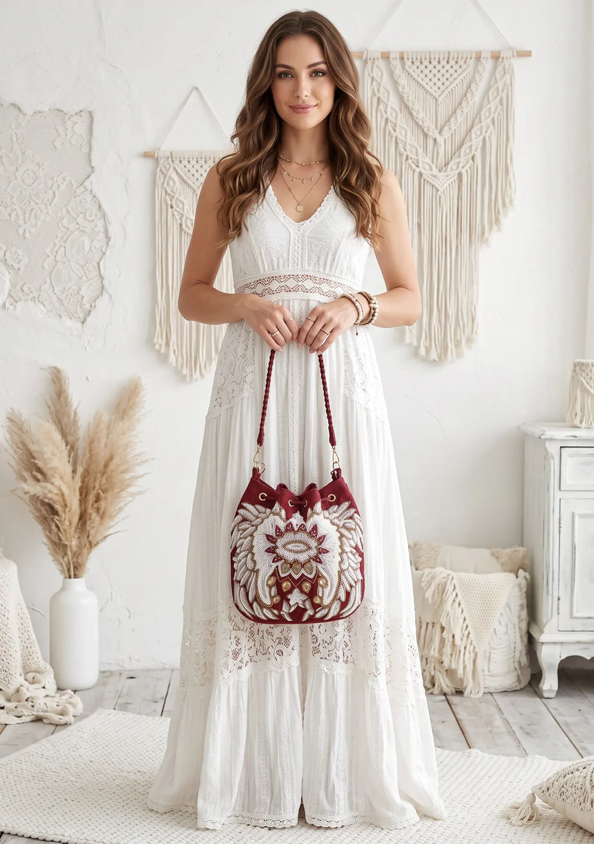 ibBan Embellished hand Embroidery Bucket Bag - Loana