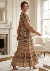 ibBan Winter Embroidered Long Dress | Elegant Women's Occasion Wear - Dori