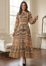 ibBan Winter Embroidered Long Dress | Elegant Women's Occasion Wear - Dori