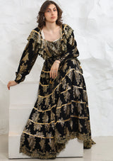 ibBan Hand Embroidered Cotton Lurex Winter Long Dress | Luxury Occasion Wear - Sofia