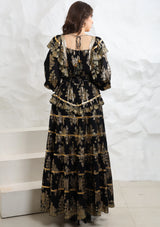 ibBan Hand Embroidered Cotton Lurex Winter Long Dress | Luxury Occasion Wear - Sofia