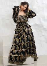 ibBan Hand Embroidered Cotton Lurex Winter Long Dress | Luxury Occasion Wear - Sofia