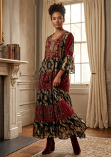 ibBan Hand Embroidered Beaded Cotton Lurex Maxi Dress | Luxury Resort Wear - Zehra