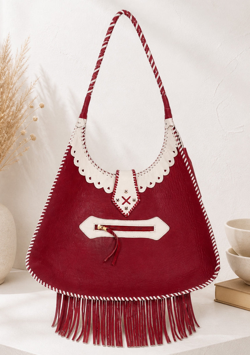 Bolso de cuero bordado para mujer - Ibiza