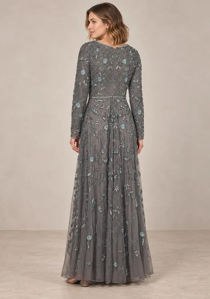 Women’s Party Long Dress with Hand Embroidery - Firdaso