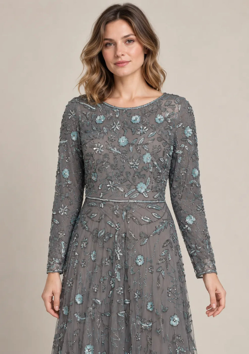 Women’s Party Long Dress with Hand Embroidery - Firdaso