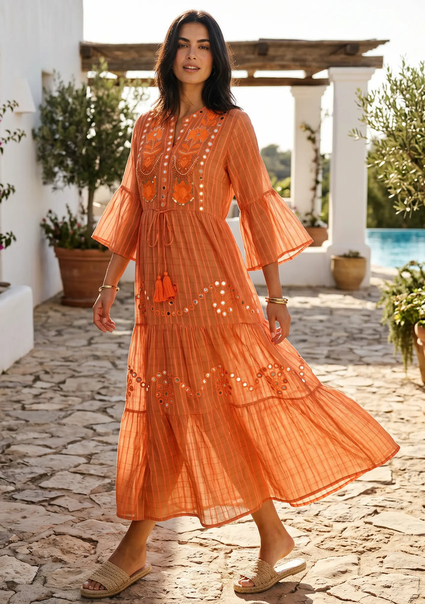 ibBan Premium Cotton Hand Embroidered Long Tunic Dress | Women's Boho  Dress - Yamba Tunic