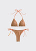 Women's Beige Printed Bikini Set Adjustable Strap - Indigo