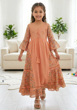 Girls' Shimmer Cotton dress V-Neck - Marina