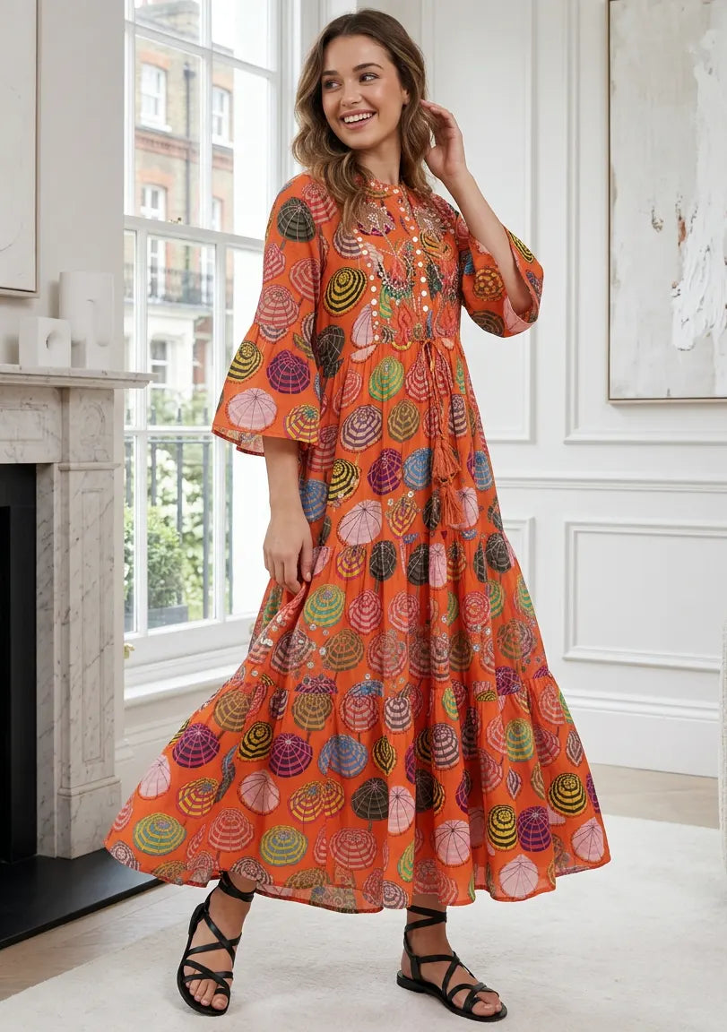 ibBan Print Cotton Long Tunic with Hand Embroidery – Kinza
