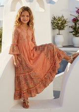 Girls' Shimmer Cotton dress V-Neck - Marina