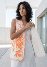 ibBan Hand Embroidered Summer Vest | Women's Cotton Canvas Designer Vest - Perla